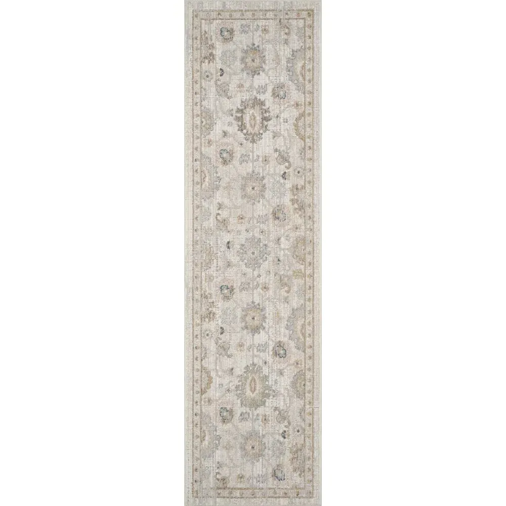 Maia Lagoon Floral Non Slip Rug - Beige, Polypropylene