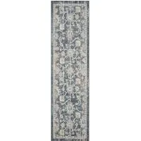 Maia Lagoon Floral Non Slip Rug - Blue, Polypropylene