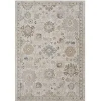 Maia Lagoon Floral Non Slip Rug - Cream, Polypropylene
