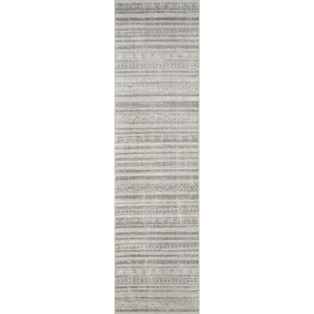 Maia Motif Non Slip Rug - Grey, Polypropylene