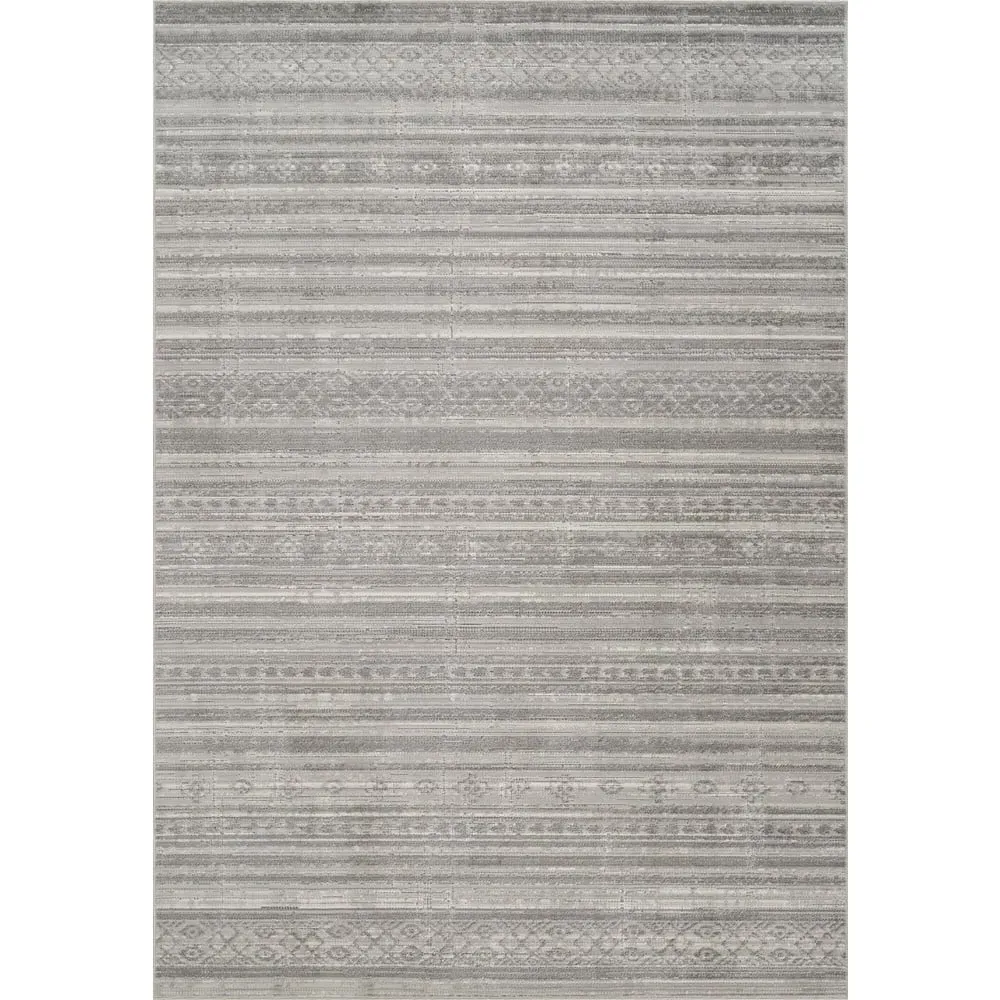 Maia Motif Non Slip Rug - Grey, Polypropylene
