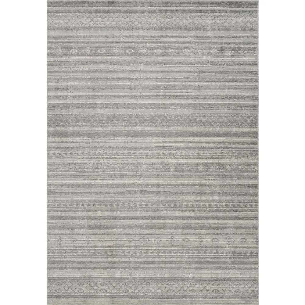 Maia Motif Non Slip Rug - Grey, Polypropylene