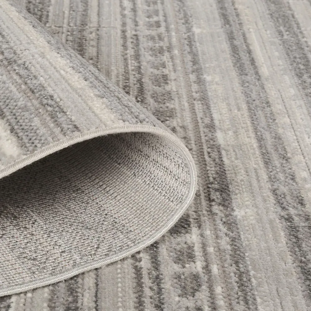 Maia Motif Non Slip Rug - Grey, Polypropylene