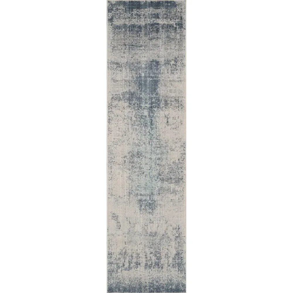 Maia Navy Mist Abstract Non Slip Rug - Navy, Polypropylene