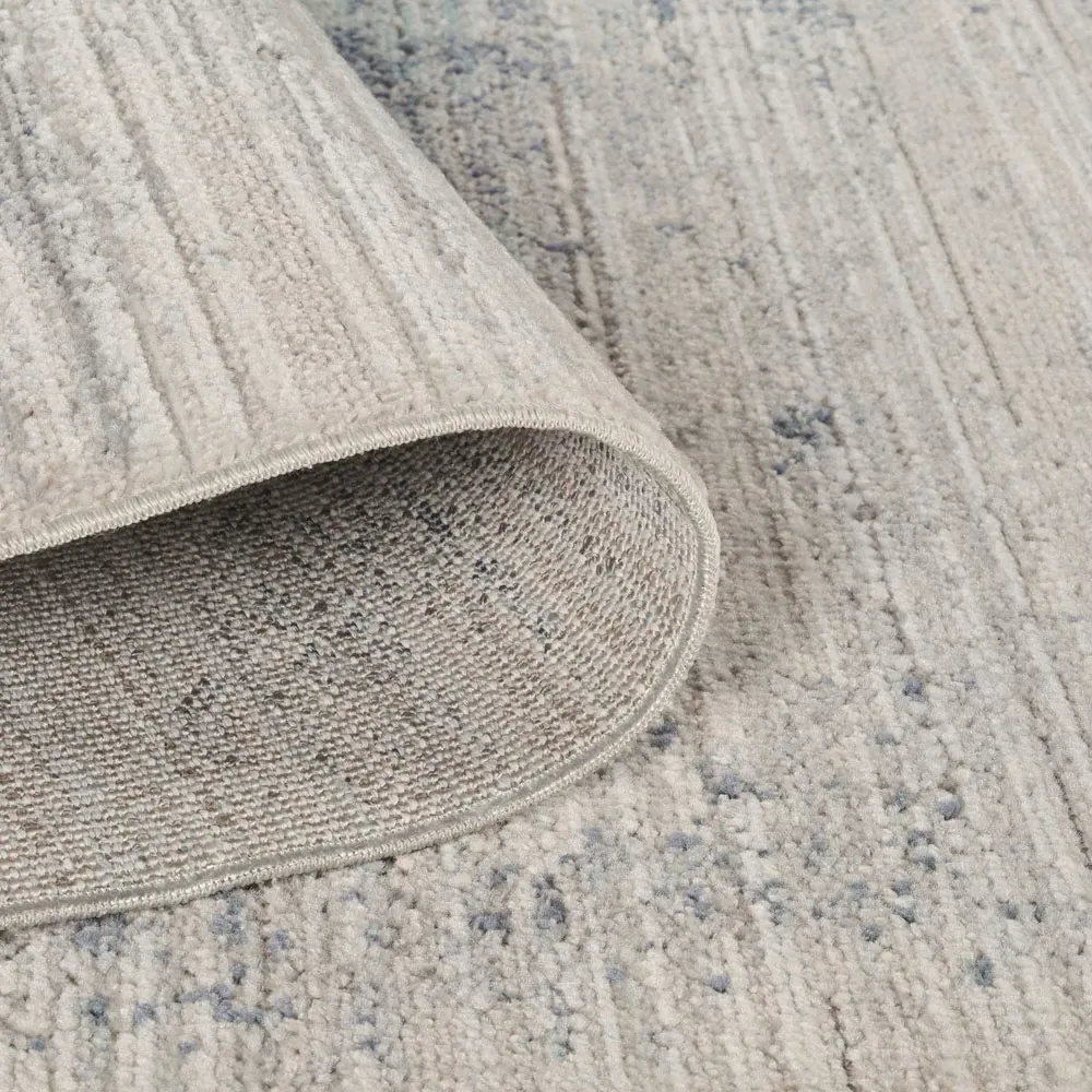 Maia Navy Mist Abstract Non Slip Rug - Navy, Polypropylene