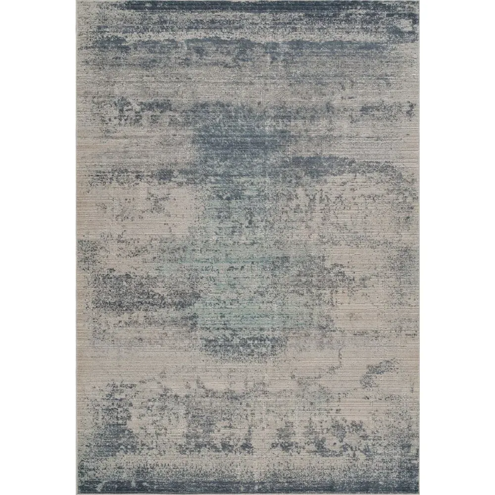 Maia Navy Mist Abstract Non Slip Rug - Navy, Polypropylene