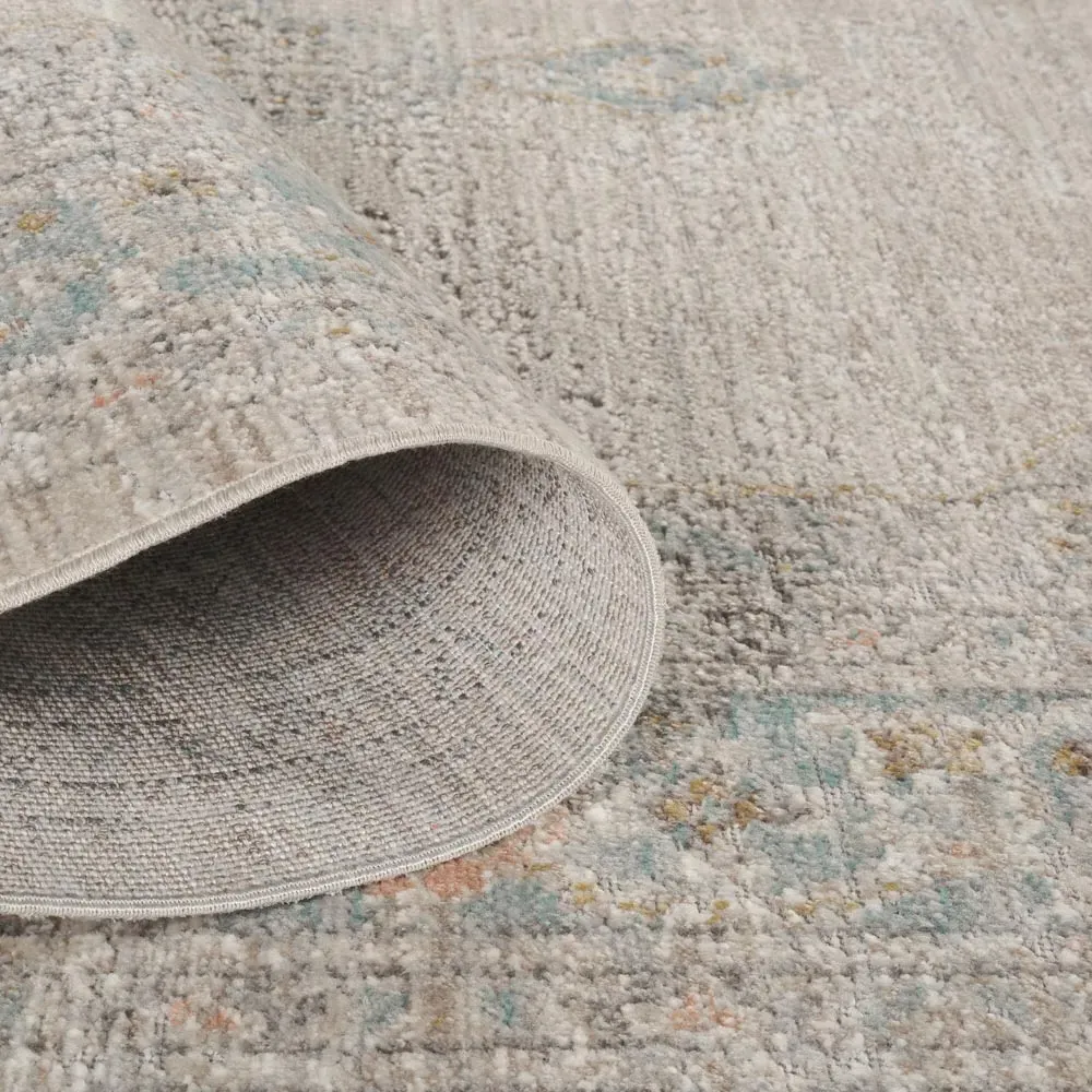 Maia Orchid Floral Non Slip Rug - Beige, Polypropylene