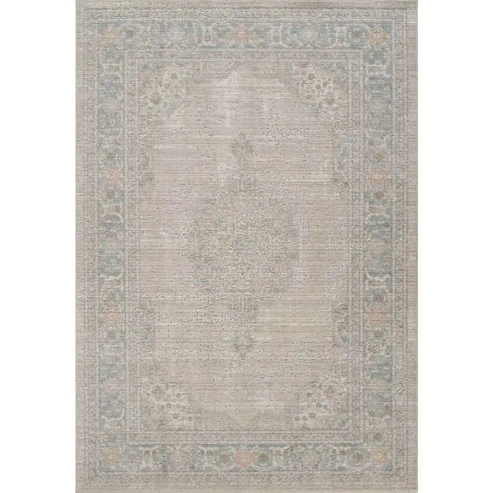 Maia Orchid Floral Non Slip Rug - Beige, Polypropylene