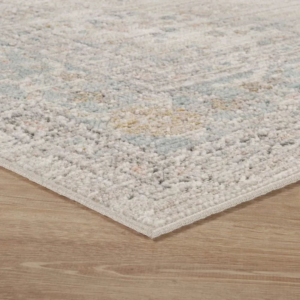 Maia Orchid Floral Non Slip Rug - Beige, Polypropylene