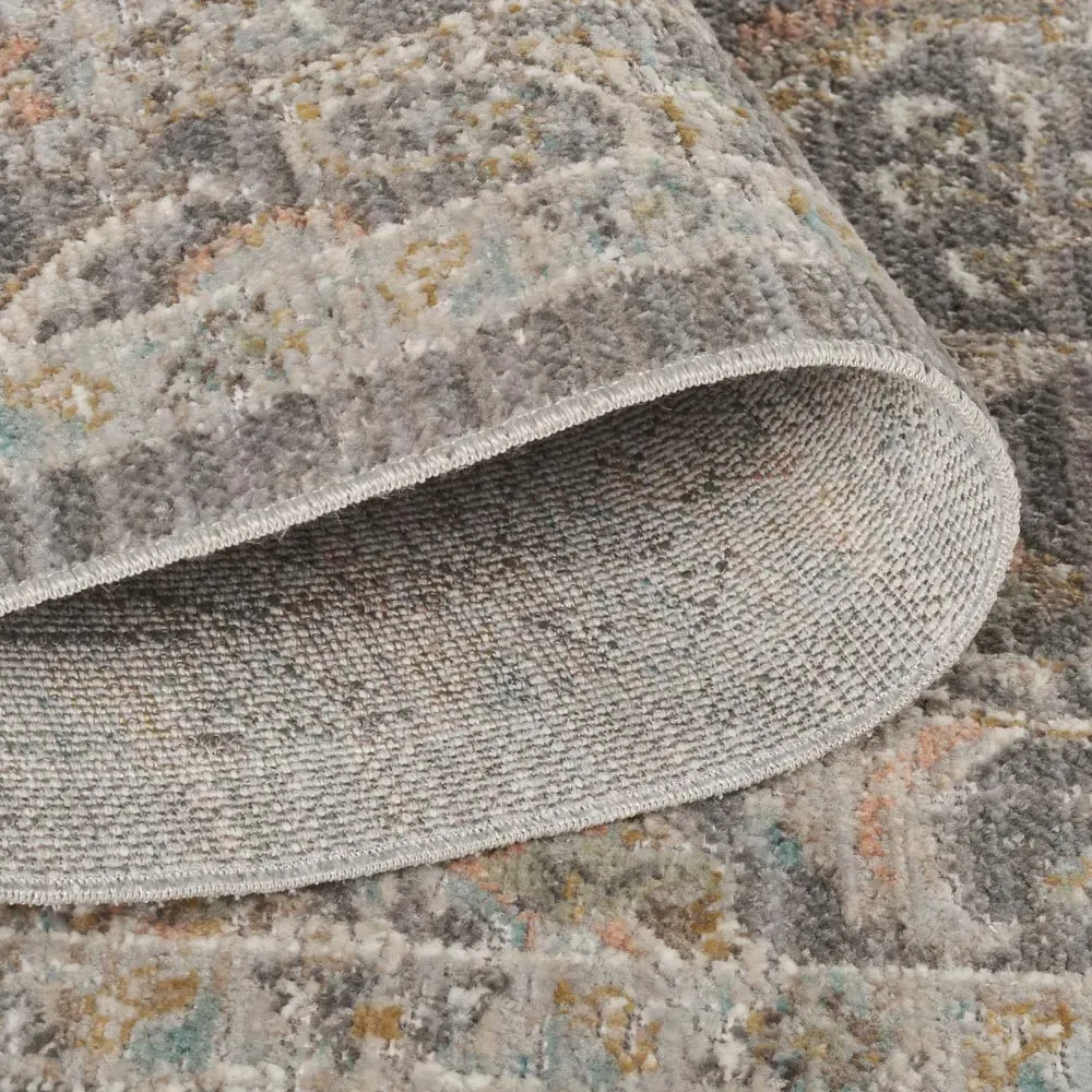 Maia Orchid Floral Non Slip Rug - Grey, Polypropylene