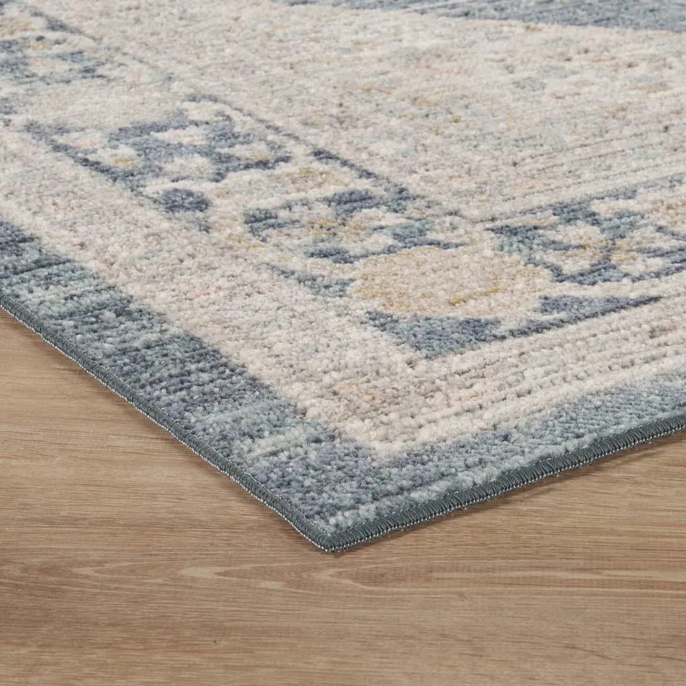 Maia Orchid Floral Non Slip Rug - Navy, Polypropylene