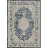 Maia Orchid Floral Non Slip Rug - Navy, Polypropylene