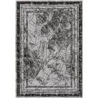 Obsidian Abstract Frame Rug - Grey, Polypropylene