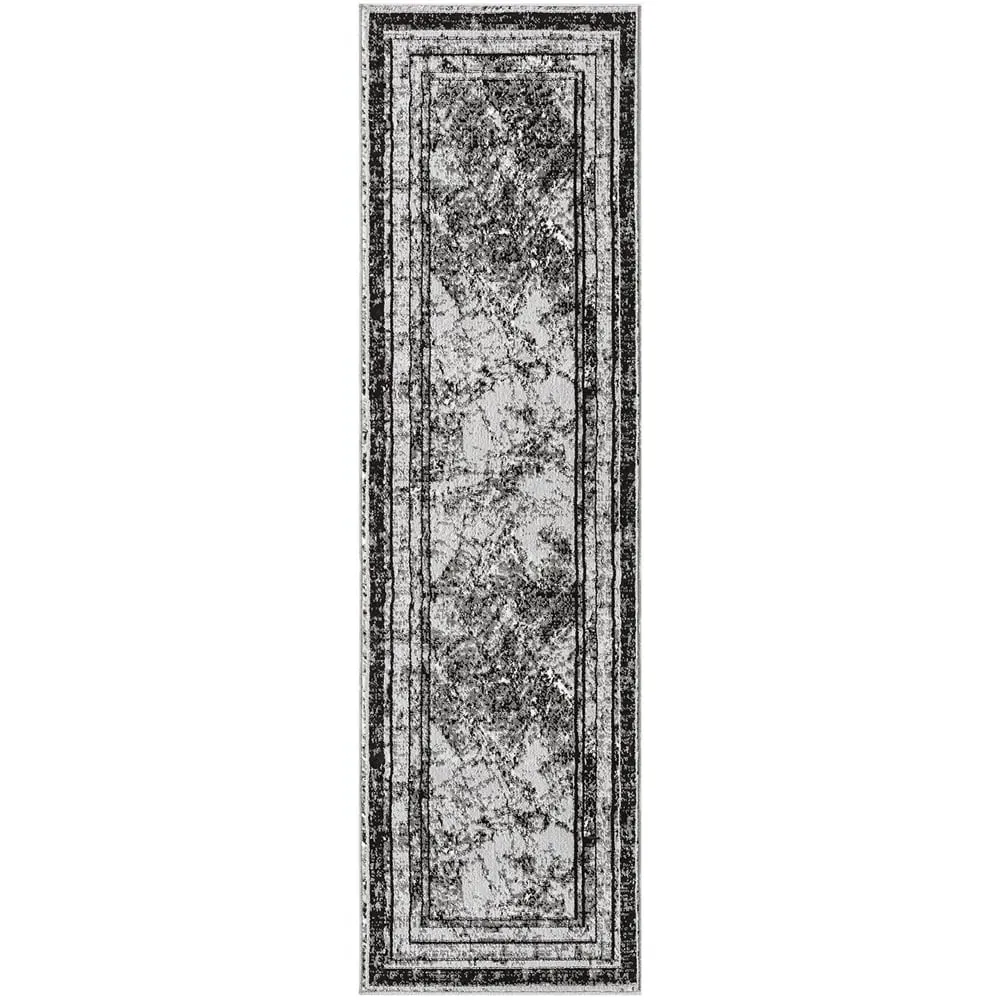 Obsidian Abstract Frame Rug - Grey, Polypropylene image