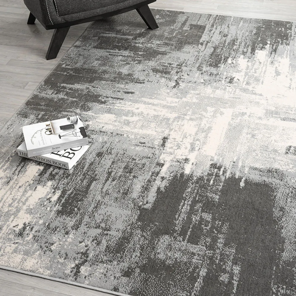 Obsidian Abstract Rug - Grey, Polypropylene