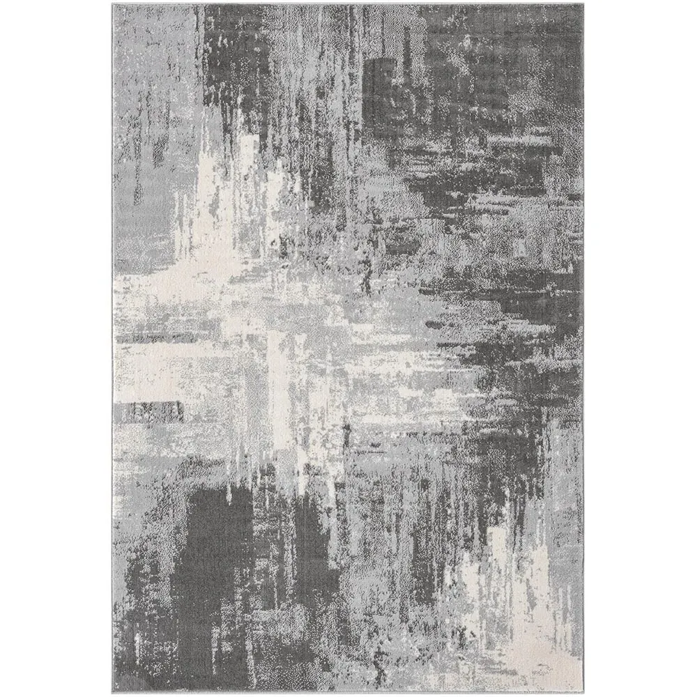 Obsidian Abstract Rug - Grey, Polypropylene