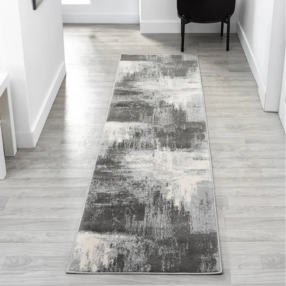 Obsidian Abstract Rug - Grey, Polypropylene