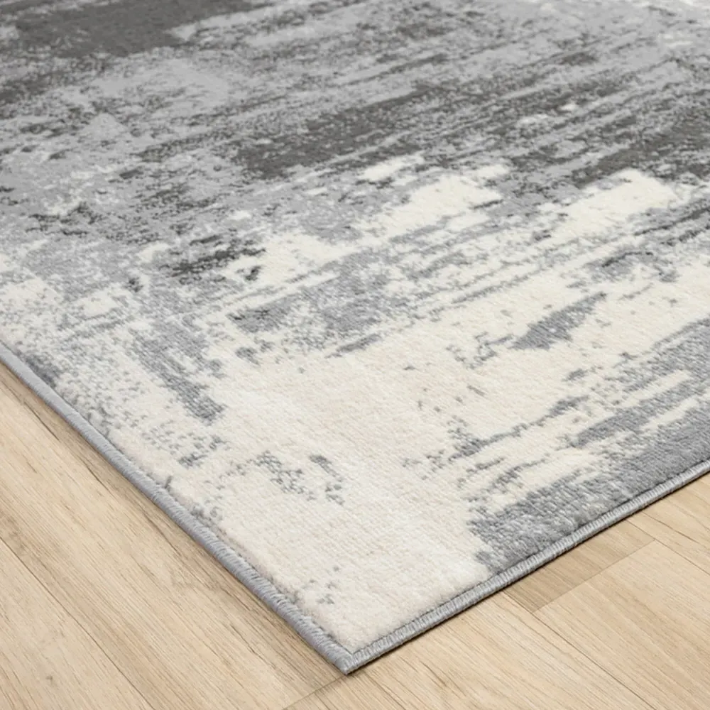 Obsidian Abstract Rug - Grey, Polypropylene