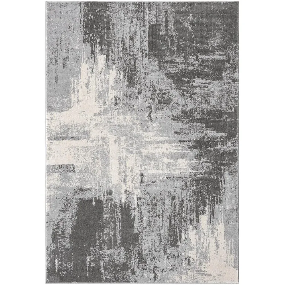 Obsidian Abstract Rug - Grey, Polypropylene