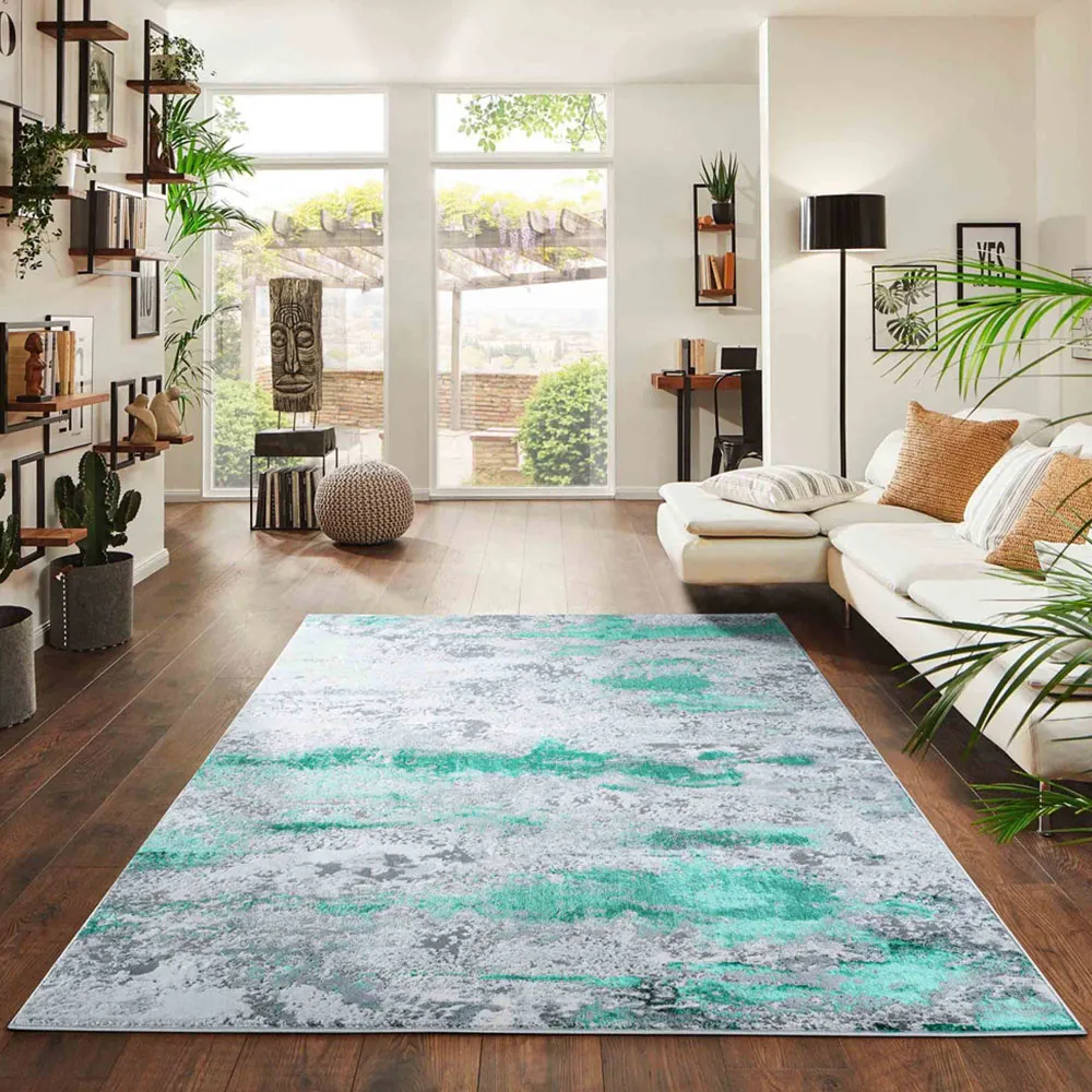 Onyx Abstract Area Rug - Aqua