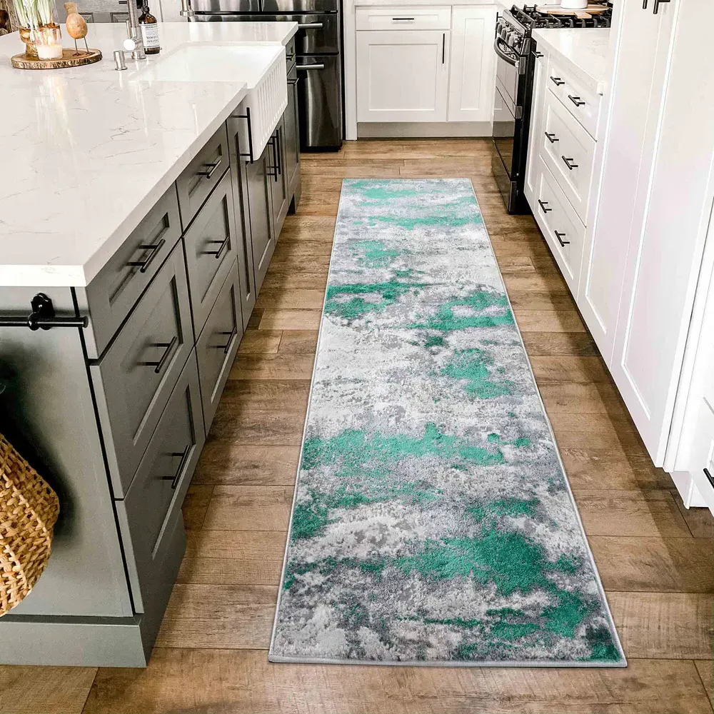 Onyx Abstract Area Rug - Aqua