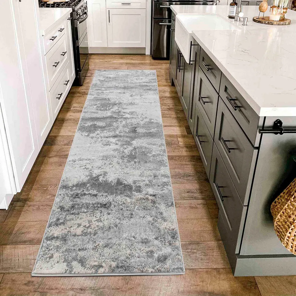 Onyx Abstract Area Rug - Silver