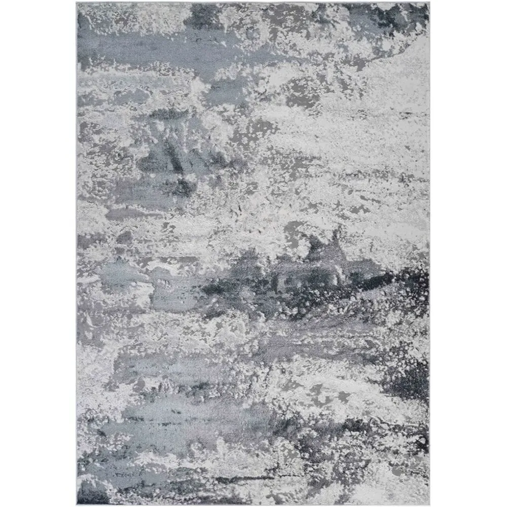 Onyx Abstract Area Rug - Silver