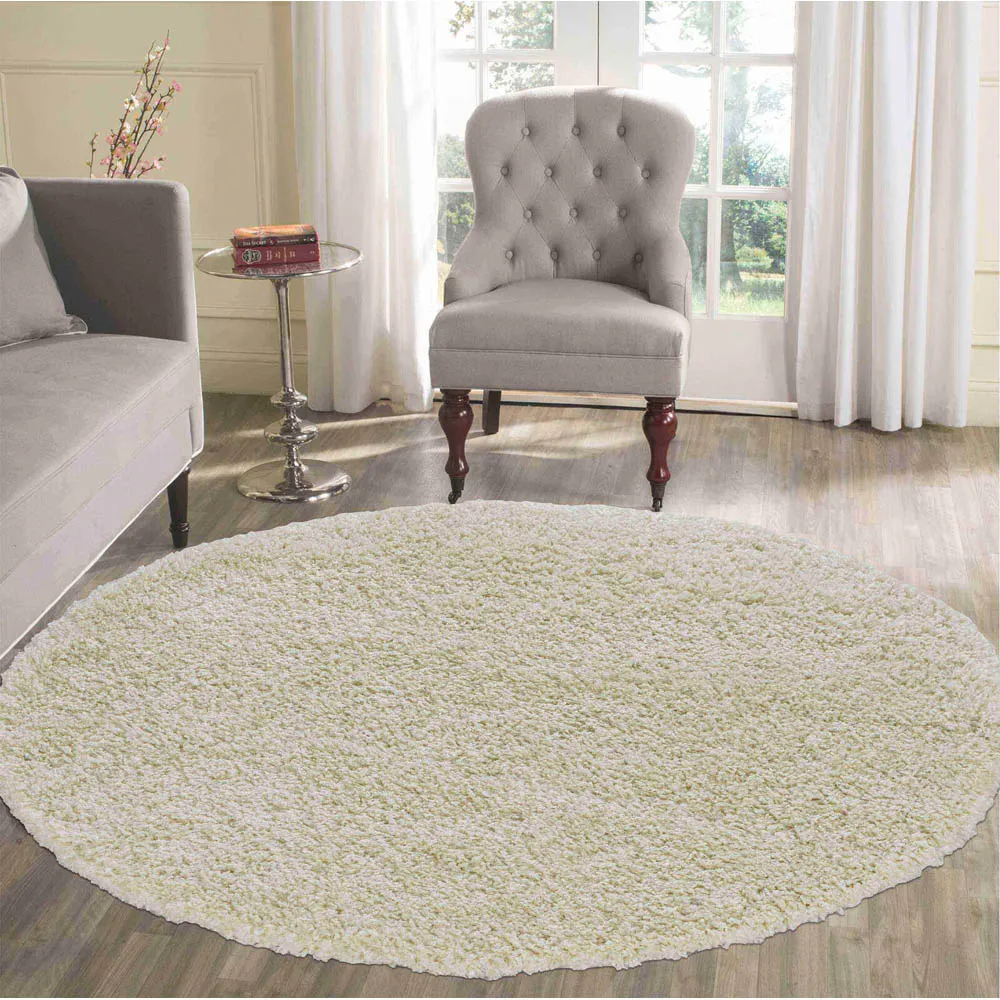 Oxford Round Shaggy Rug - Ivory, Polypropylene