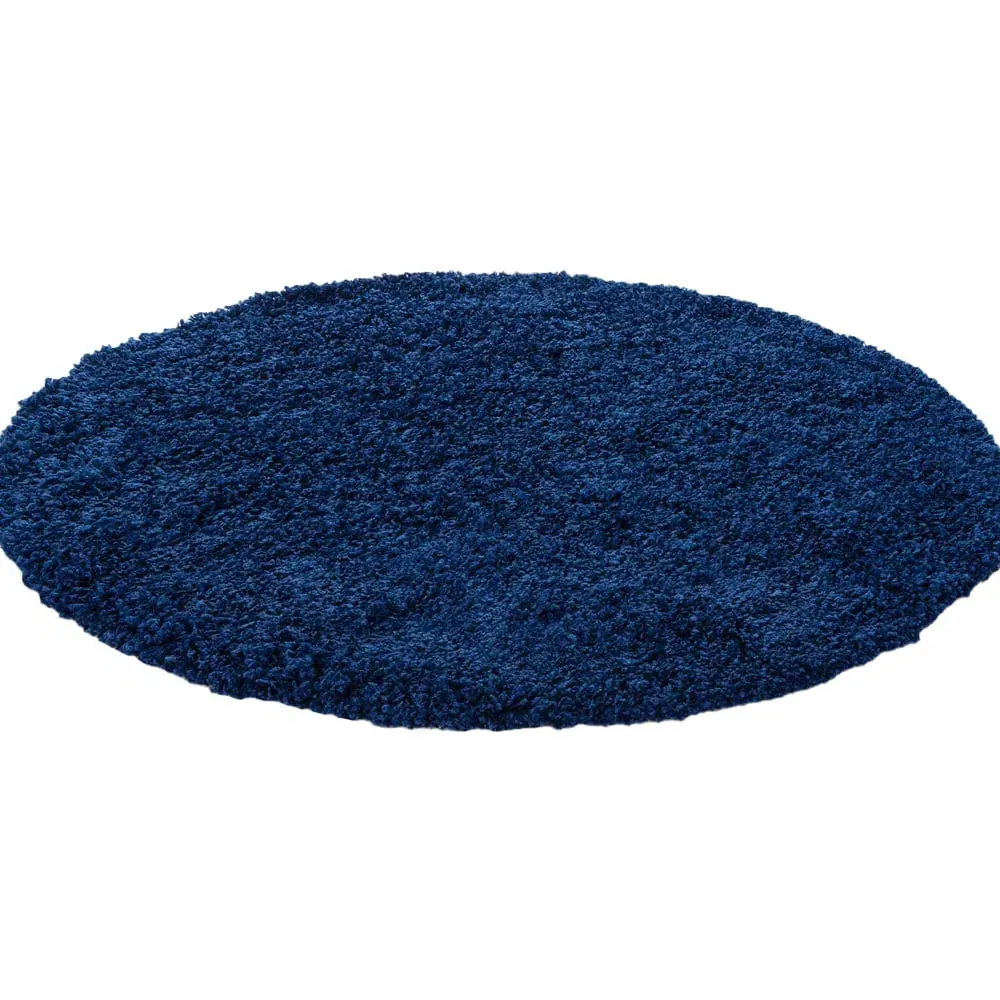 Oxford Round Shaggy Rug - Navy, Polypropylene