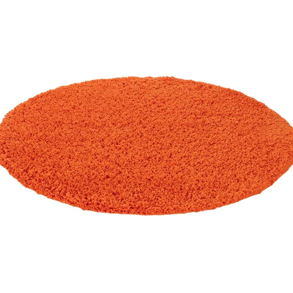 Oxford Round Shaggy Rug - Orange, Polypropylene