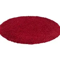 Oxford Round Shaggy Rug - Red, Polypropylene