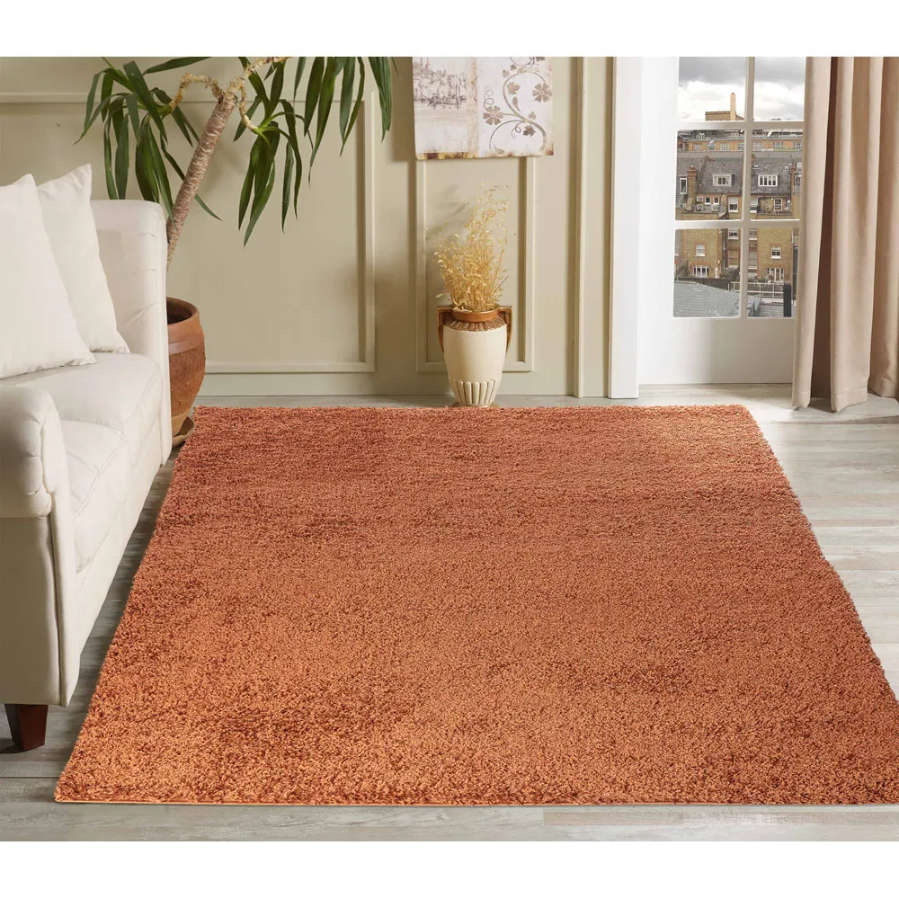 Oxford Shaggy Rug - Terracotta, Polypropylene