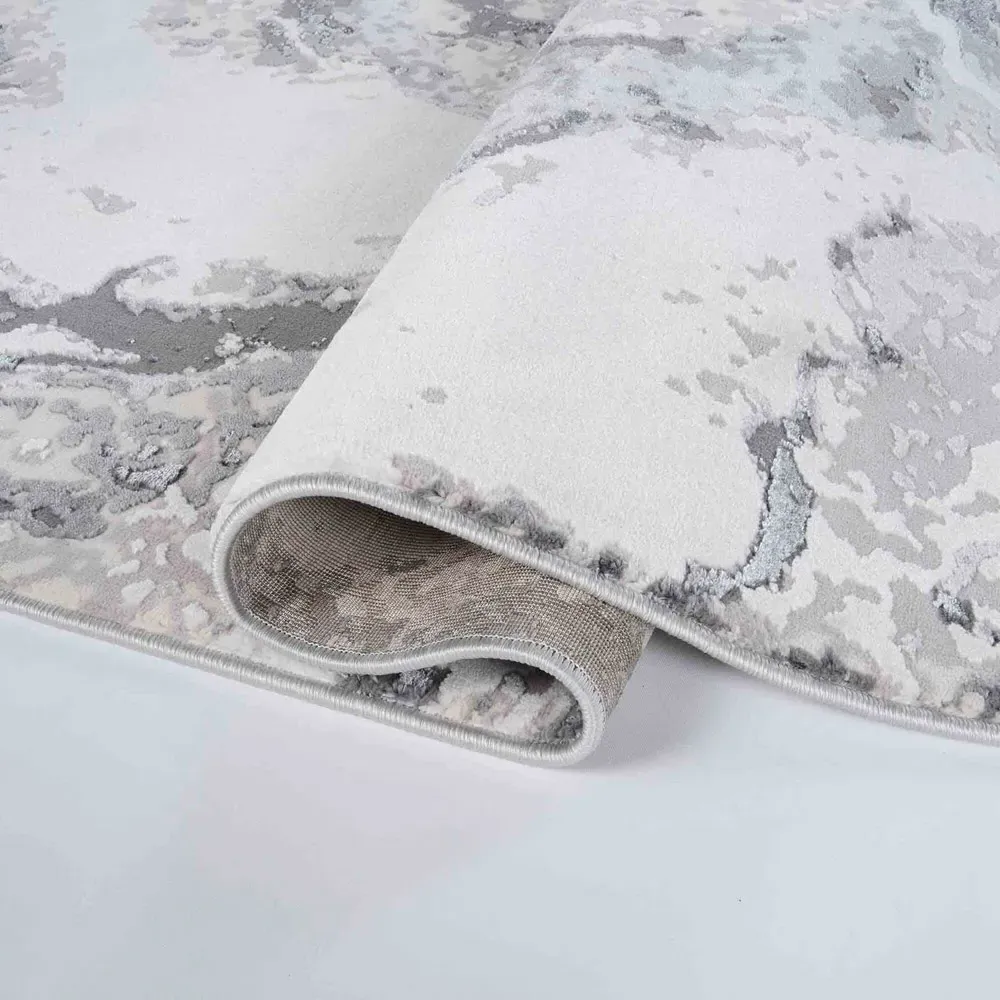 Picasso Waterflow Abstract Rug - Silver