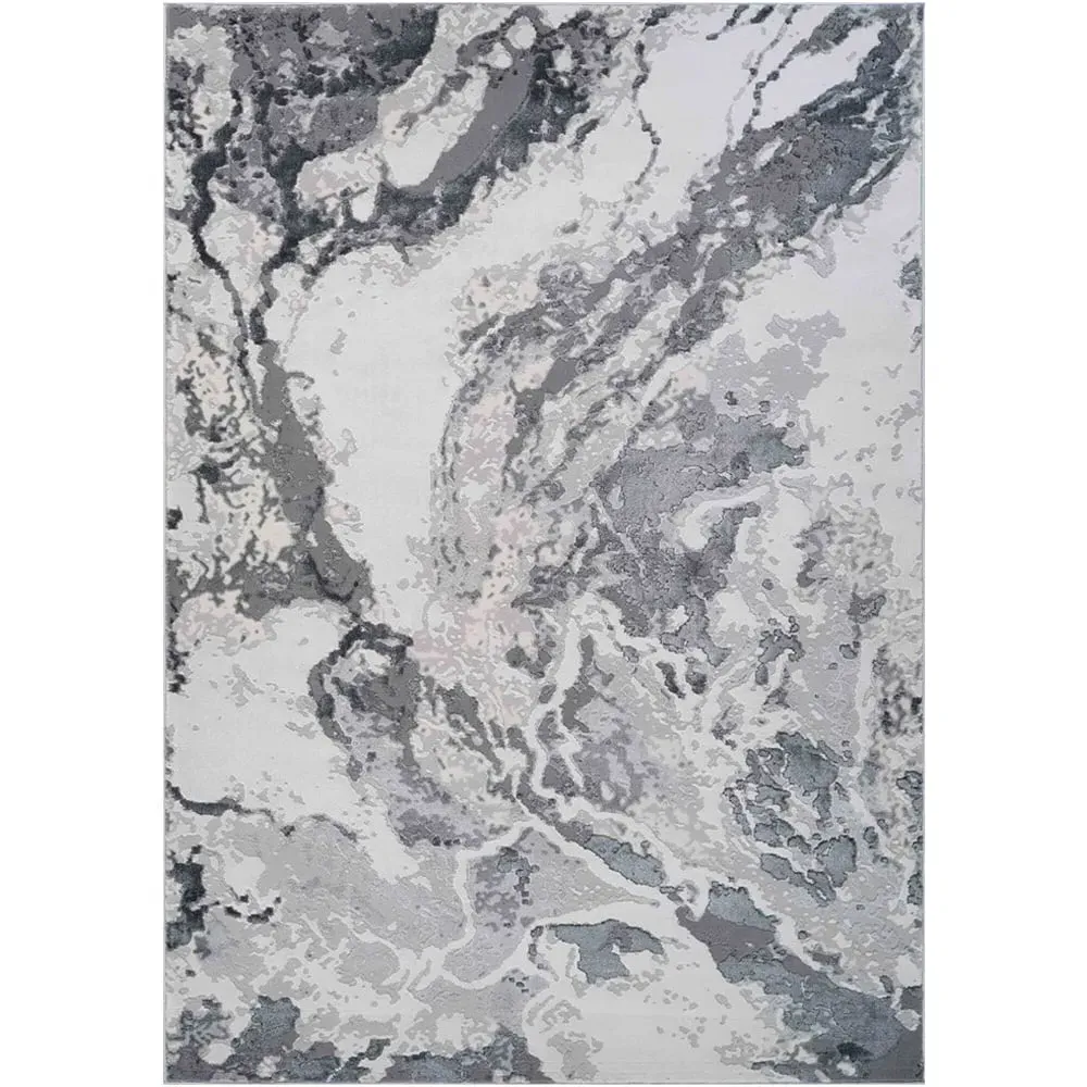 Picasso Waterflow Abstract Rug - Silver