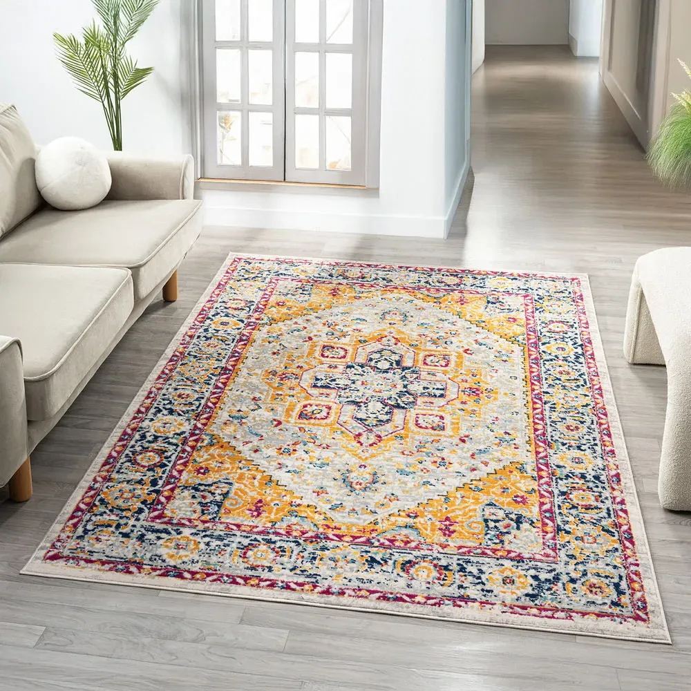 San Marino Floral Area Rug - Multicolour, Polypropylene