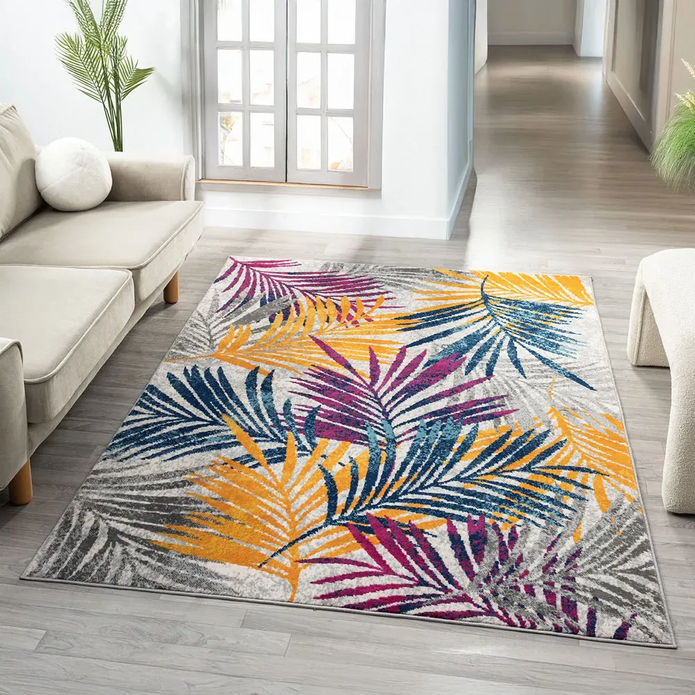 San Marino Leaf Rug - Multicolour, Polypropylene