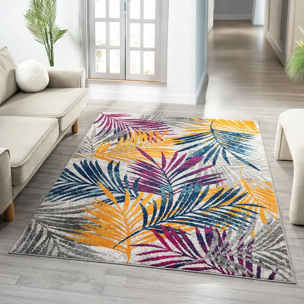 San Marino Leaf Rug - Multicolour, Polypropylene