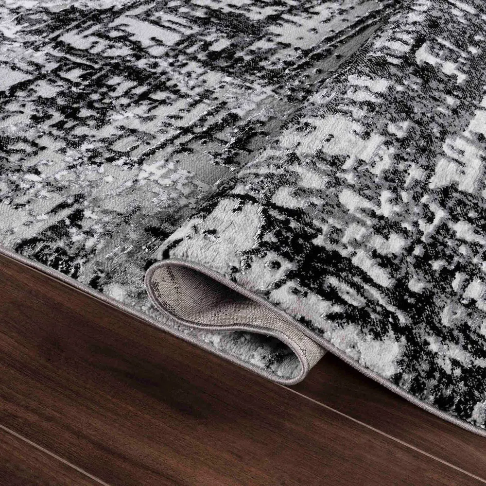 Serenity Abstract Lines Rug - Black