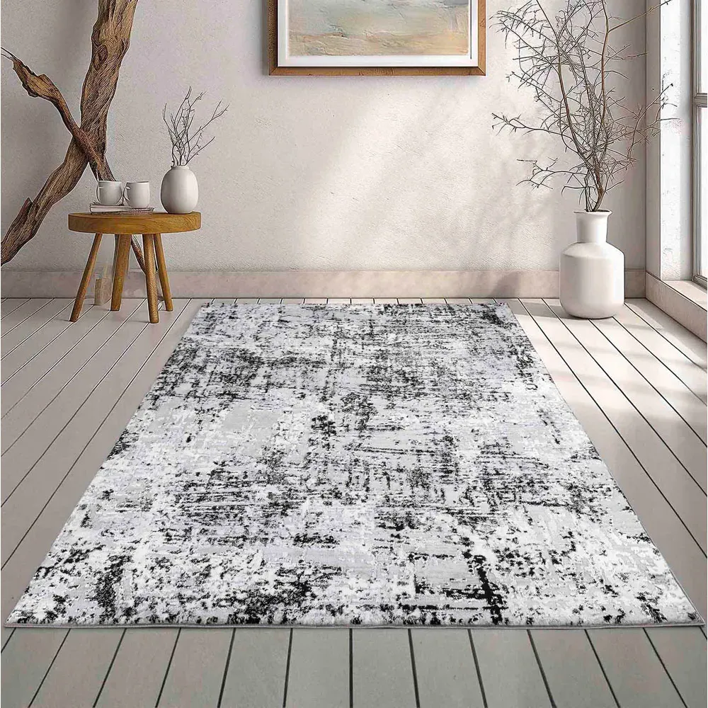 Serenity Abstract Lines Rug - Black