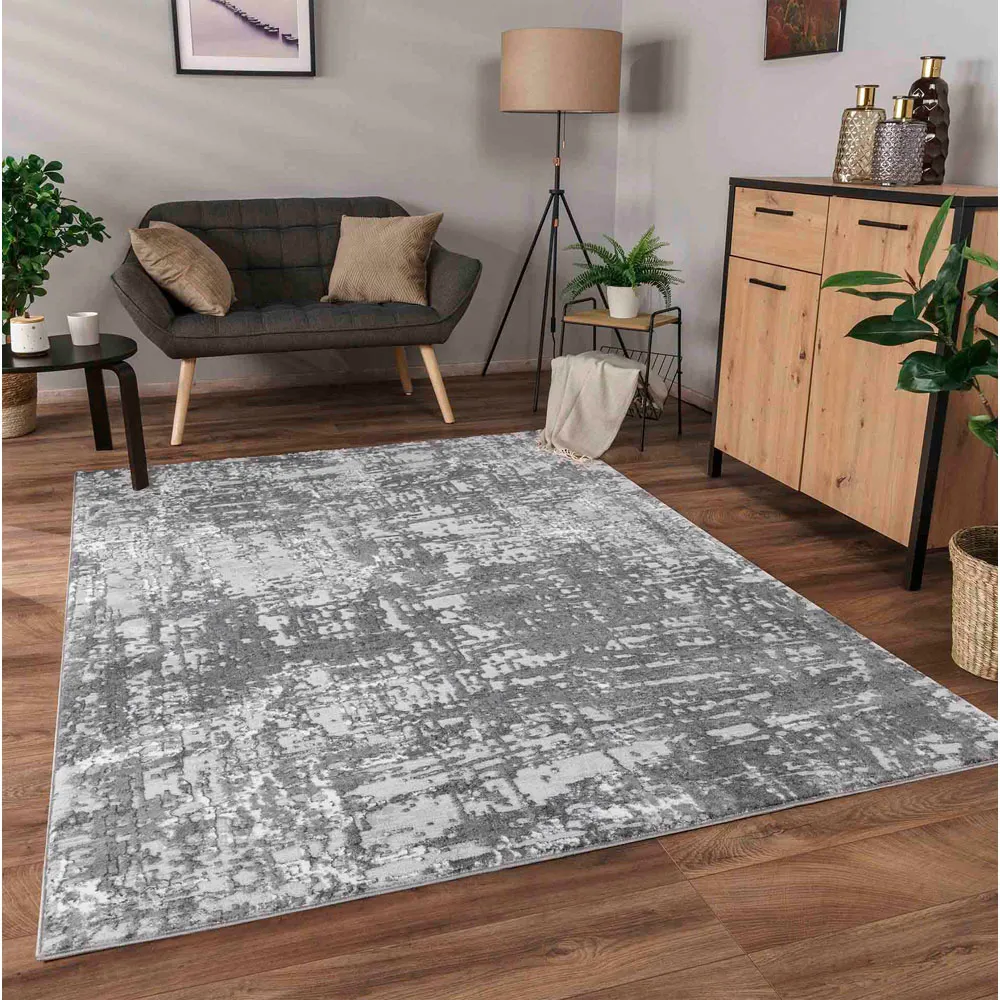 Serenity Abstract Lines Rug - Grey