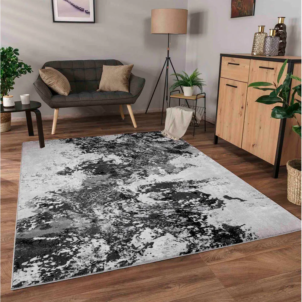 Serenity Abstract Rug - Black