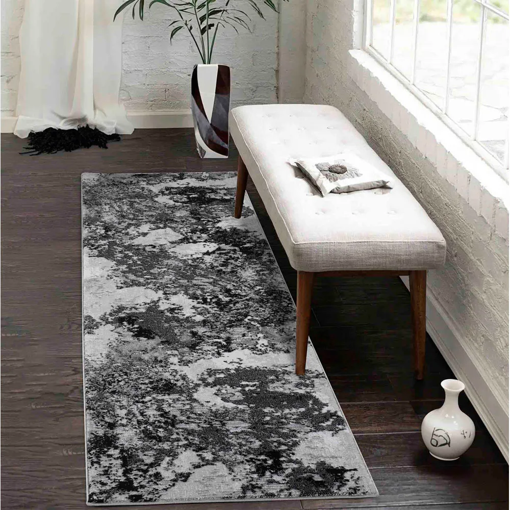 Serenity Abstract Rug - Black
