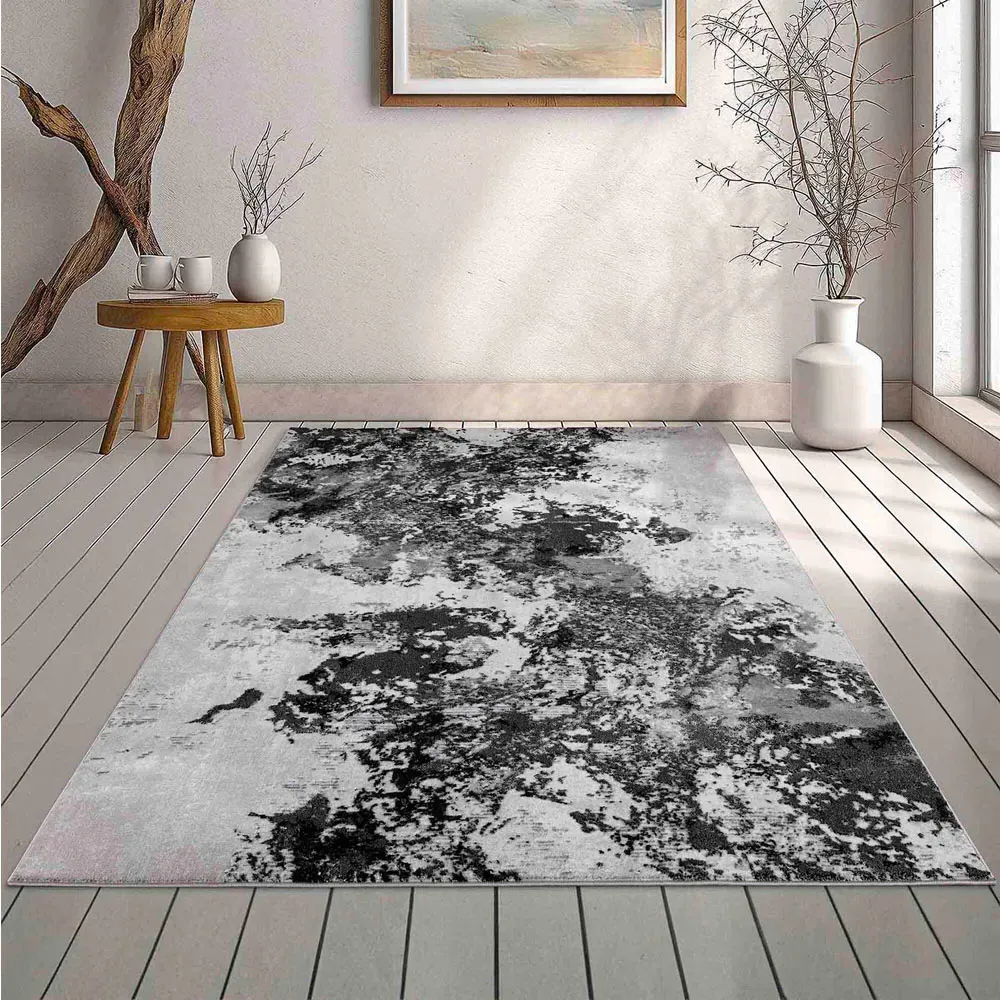 Serenity Abstract Rug - Black