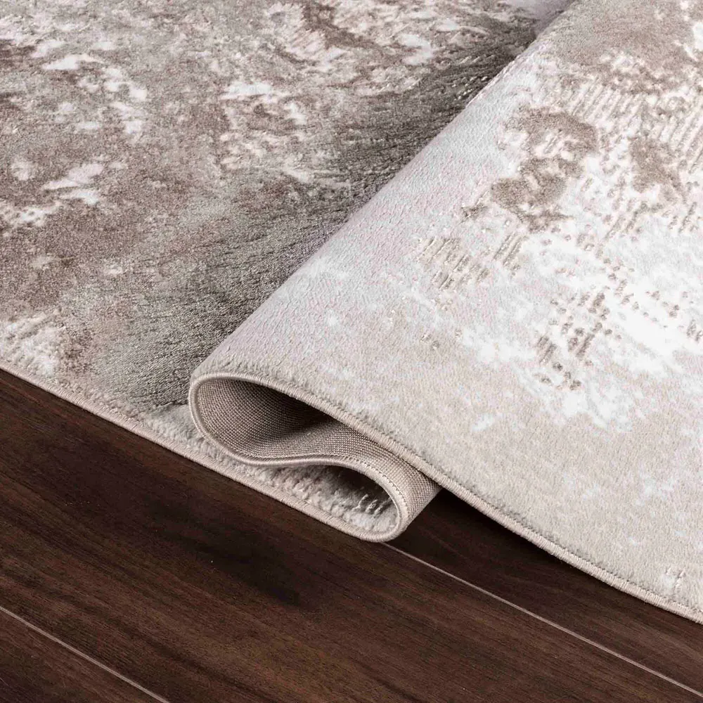 Serenity Abstract Sprayed Grunge Texture Rug - Stone