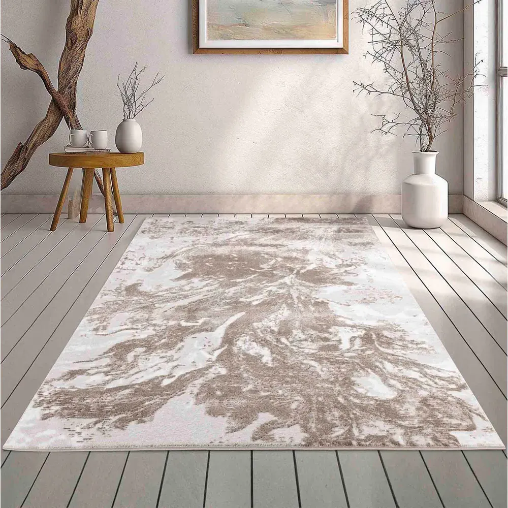 Serenity Abstract Water Grunge Texture Rug - Stone