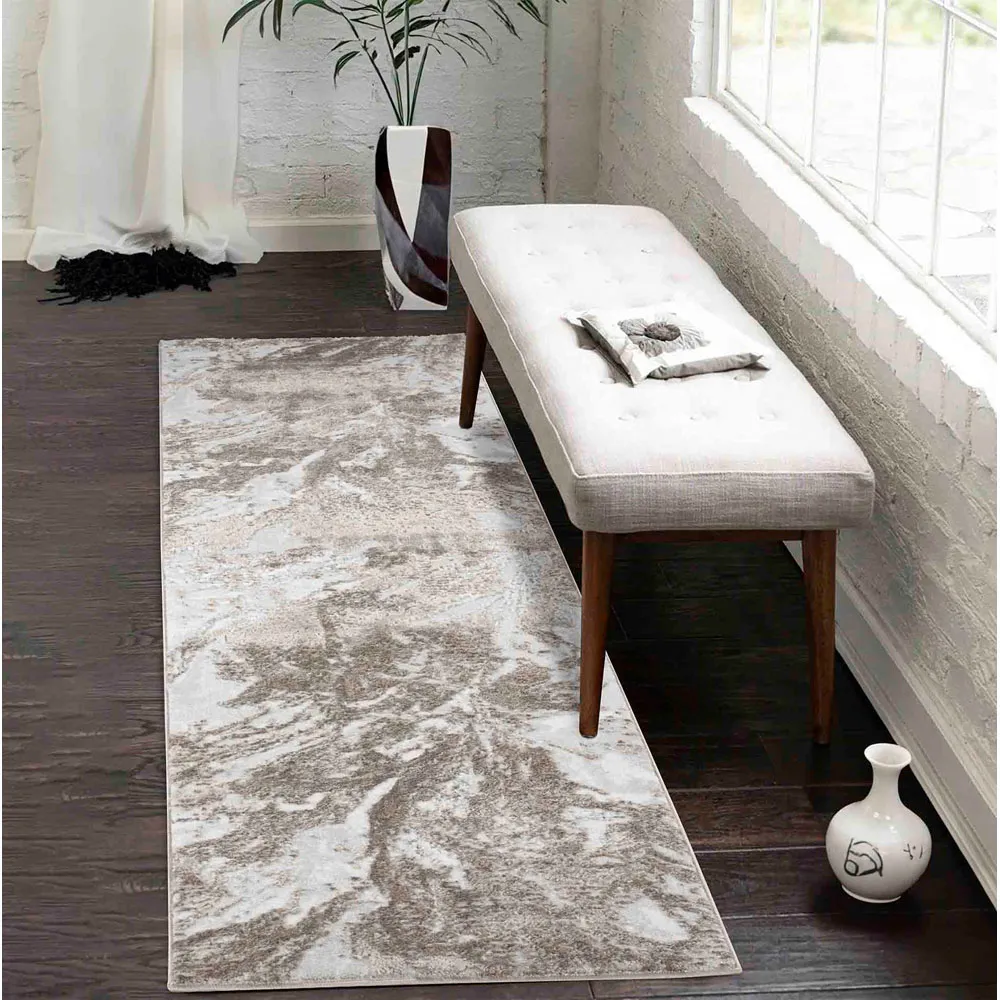 Serenity Abstract Water Grunge Texture Rug - Stone