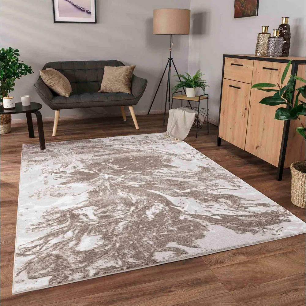 Serenity Abstract Water Grunge Texture Rug - Stone