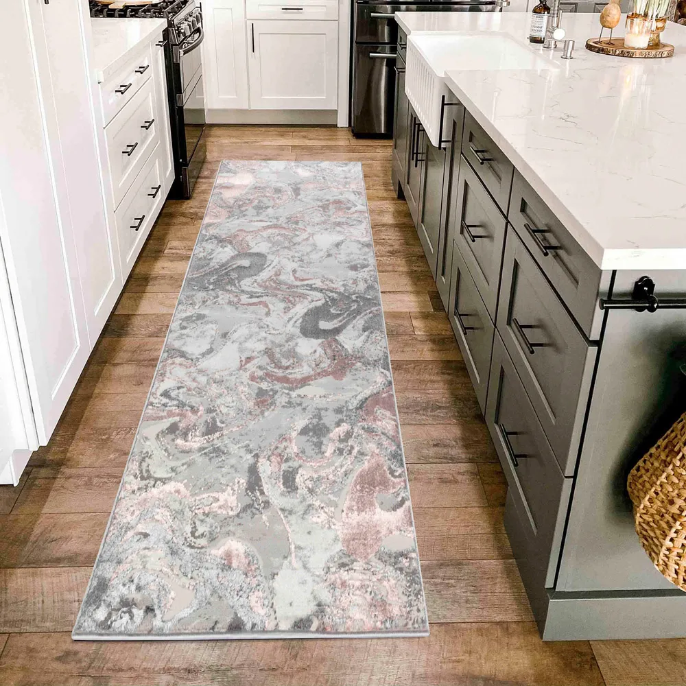 Solarius Abstract Area Rug - Pink