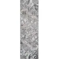 Solarius Grunge Marbling Abstract Area Rug - Silver