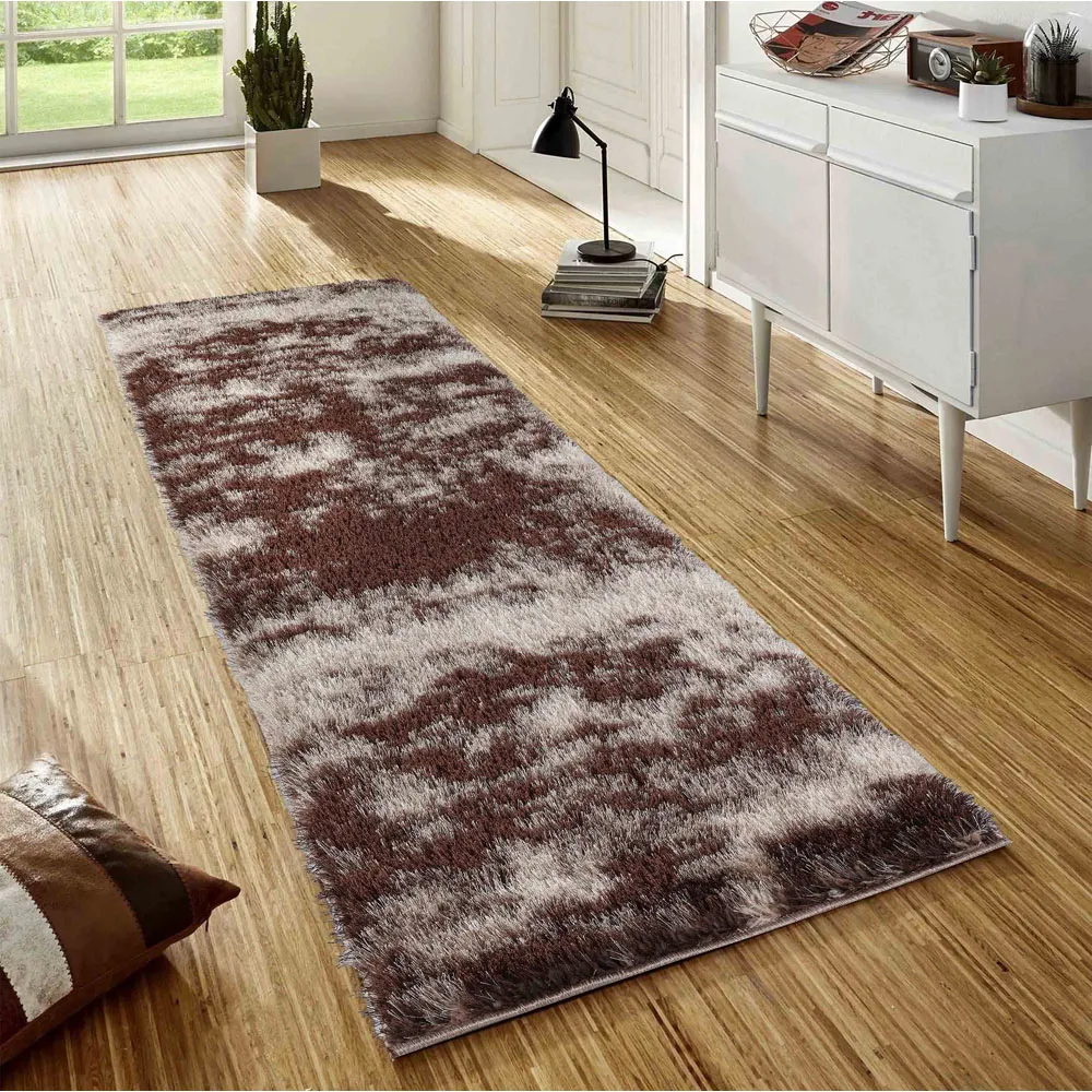 Two Tone Shimmer Shaggy Area Rug - Bronze, Polyester